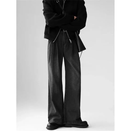 Men's Denim Pants Vintage Korean Straight Loose Wide Leg Casual Jeans2