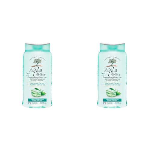 LE PETIT OLIVIER - Shampooing Micellaire Soin Purifiant - Aloe Vera & Thé Vert - Purifie & Allège - Cheveux Normaux À Gras - Sans Silicone/Sulfate -...
