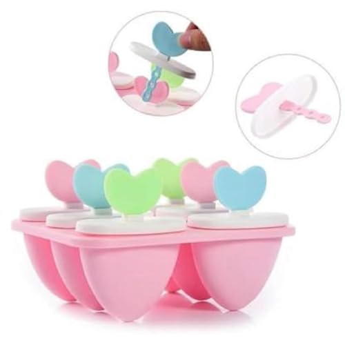 Image of GRANTH ENTERPRISE Ice Pop Makers Popsicle Ice Cream Moulds Tray Kulfi Candy Ice Lolly Mold for Children (Heart Candy) Plastic, 15 x 11 x 10 Centimeters