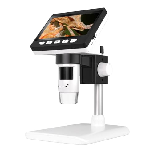 Image of SMILEDRIVE Digital HD Microscope with 4.3 inches Colour Screen | 50-1000x adjustable Magnification, USB Connection with Laptop, PC, Built-in MicroSD card slot (32GB)