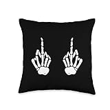 Skeleton Hands Middle Finger Halloween Skeleton Fuck Off Throw Pillow