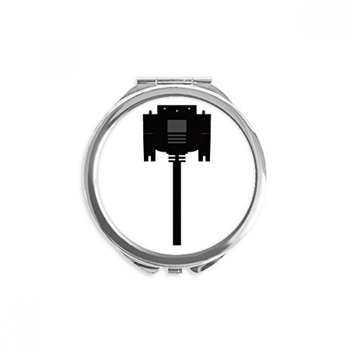 Black Display Screen Cable Plug Hand Compact Mirror Round Portable Pocket Glass image 2