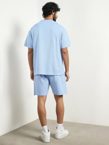 Image of NOBERO Men Cotton Blend Solid Co-ord Sets