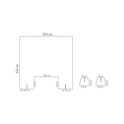 VITRE ECRAN Protection PLEXIGLASS Transparent COMPTOIR 65X65CM Accueil RÉCEPTION Separation LATÉRALE Bouclier HYGIAPHONE A02