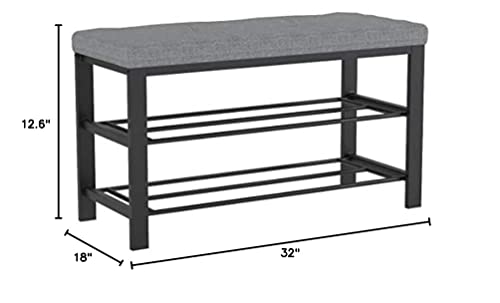 Simplify Storage Bench, Shoe Rack, Ottoman, Tufted, Padded Seating For Entryway, Bedroom, Closet & Hallway, Grey #TOP2