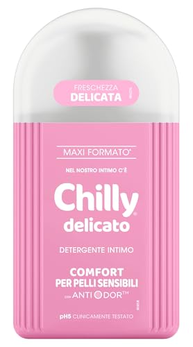 Chilly, Detergente Intimo Delicato, Comfort per le pelli sensibili, con Anti-Odor, Per L'Igiene Intima, arricchito con Aloe e Hamamelis dalle proprietà addolcenti, pH 5, Clinicamente Testato - 300 ml