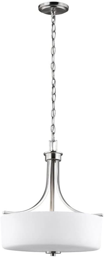 Canfield Brushed Nickel 3-Light Pendant with Etched Glass Shade