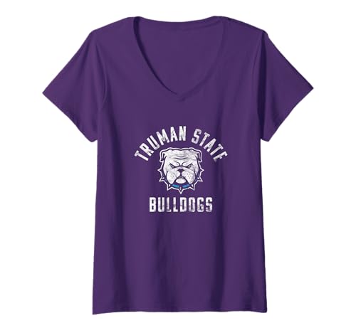 Womens Truman State University Bulldogs Large V-Neck T-Shirt