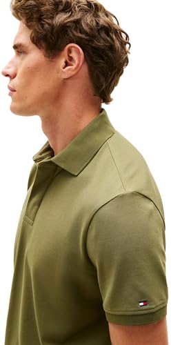 Tommy Hilfiger Herren Poloshirt Kurzarm Hidden Placket mit Knopfleiste, Grün (Dark Artichoke), XL – Ansicht 4