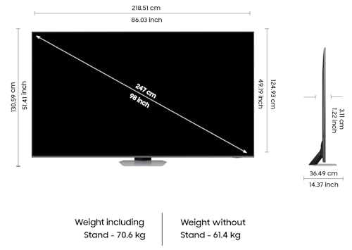Image of Samsung 247 cm (98 inches) 4K Ultra HD Mini LED AI Smart Neo-QLED TV QA98QN90DAUXXL (Carbon Silver)