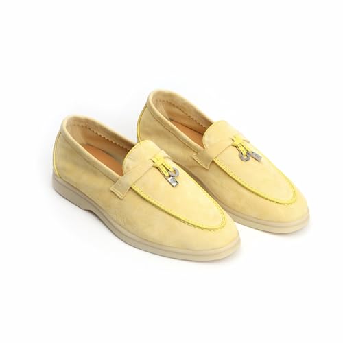 Image of XOBZJH Women's Leather Suede Loafers Flats - Slip-On Penny Loafers with Soft, Comfortable Driving & Dress Shoes for Casual Office Work All Day