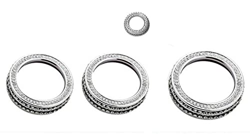 NIUHURU AC Knob Cover Bling Accessories Car Interior Rhinestone Decals 4pcs Compatible with Range Rover Evoque 2013-2019 (Silver)