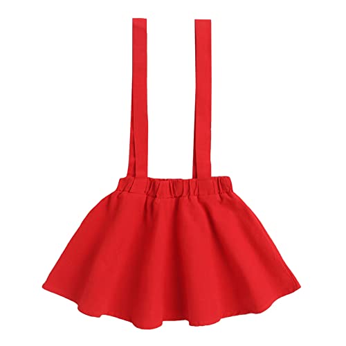 Image of Hopscotch Baby Girls Poly Cotton Solid Half Sleeves Top and Skirt Set in Red Color