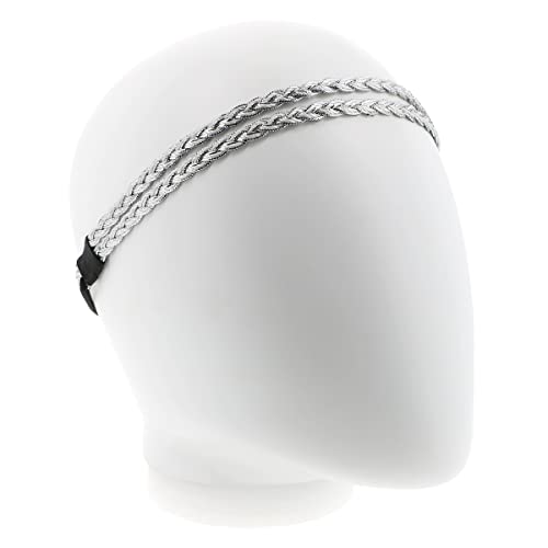 Diadema Plata Brillante, Original Diadema Doble Trenzada, Goma Elástica Fina Tamaño Único, Diadema para Boda o Fiesta - Image 3