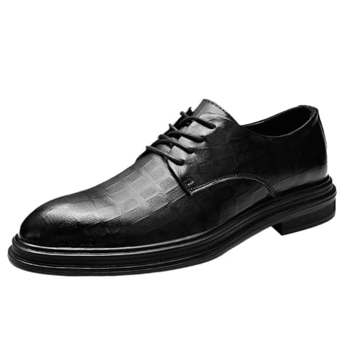 Mens Lace up British Leather Dress Shoes Business Casual Oxford Shoes Formal Office Autumn Spring Men Shoes(Black,8.5)