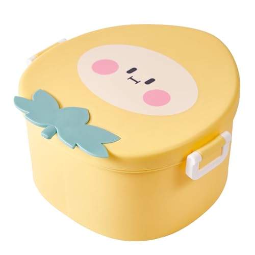 Lonchera de Fresita, Lunch Box Fresa Con Cubiertos y 3 Sepaciones (Amarillo)