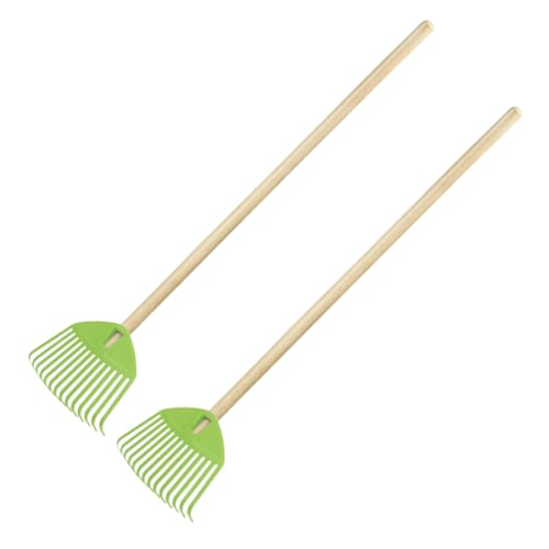 pokm toolsmarket - 2 STK. Grün Kinderrechen 70cm – Mini-Gartenrechen mit Holzgriff, Rechen/Kleinbesen für Kinder, perfekt für kleine Gärtner, hergestellt in EU, 2er Set