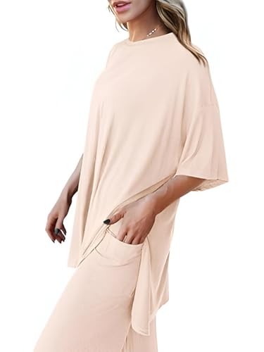 Image of TYSORT Women Casual Summer co ords Set Track Suit Oversized Top Baggy Pant,Top and Pajama Set