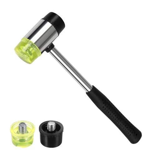 Henyall Rubber Mallet Hammer 25 mm Small Nylon Hammer with Non-Slip Grip and a Pair of Replacement Heads for DIY Woodworking Paving Tent Pegs & Workshop Tools