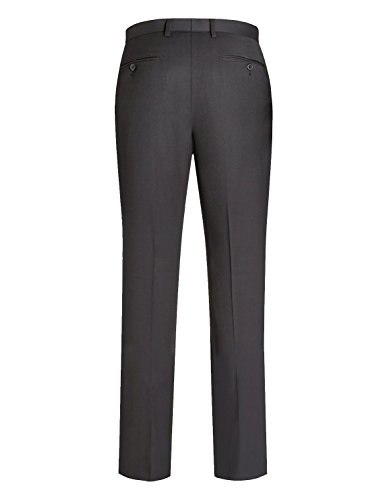 HBDesign Mens Formal Slim Fit Flat Front Straight Dark Brown Iron Free Trousers2