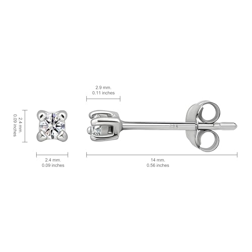 Stud Earrings for Women Sterling Silver Cubic Zirconia Round Stud Pierced Tiny Cartilage 2mm CZ Earring Studs for Men Single or Multipack Sets3