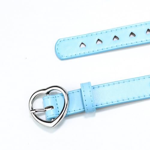 Children's Punk Belt Student Boys and Girls Jeans Heart shaped Hollowed Out Heart Belt Female Pink Sky Blue3
