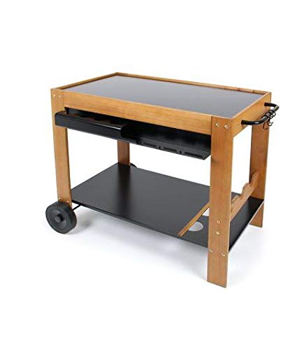 en Stock Chariot Bois sur Roulette pour PLANCHA Barbecue GAZ