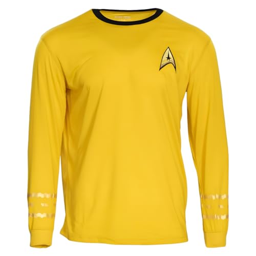 Mad Engine Star Trek Long Sleeve Halloween Costume T-Shirt | Spock Captain Kirk Engineering Cosplay Yellow