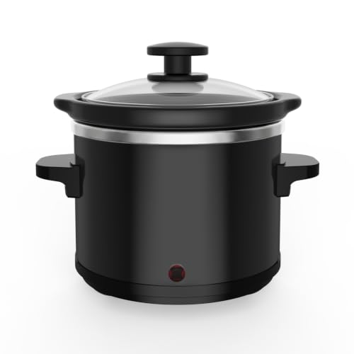 0.65Qt Mini Slow Cooker Ceramic Pot Support Dishwasher Safe, Black
