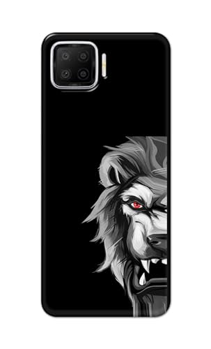 Image of PRINTFIDAA Printed Hard Back Cover Case for Oppo F17 Back Cover (Angry Lion) -112