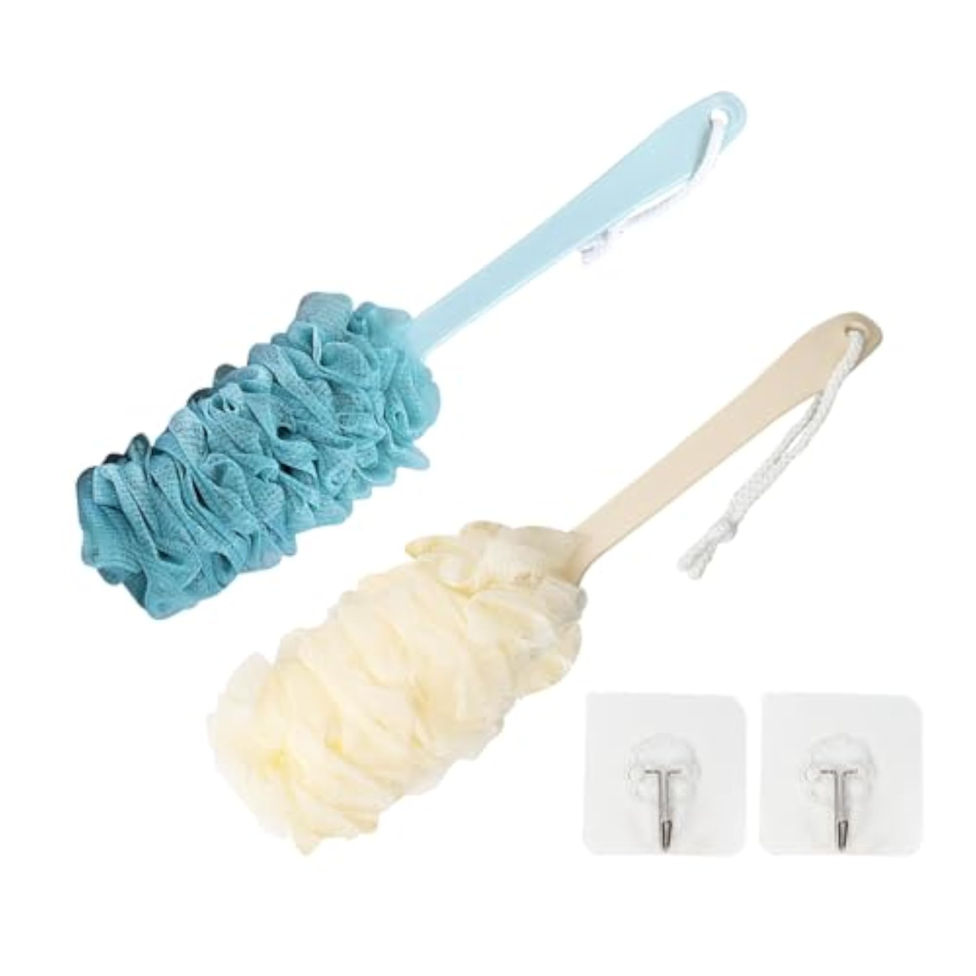 2 Pack Loofah Bath Brush with Long Handle