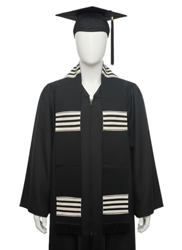 African Kente Graduation Choir Stole - Black with White