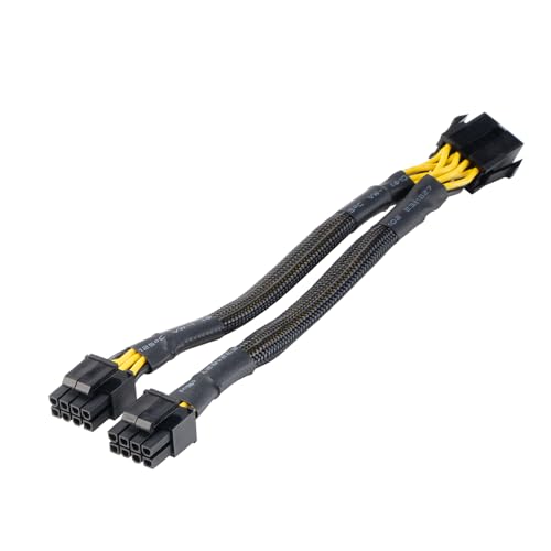 Akasa AK-CBPW35-20 Câble adaptateur d'alimentation CPU 8 broches vers Dual 4 + 4 broches pour 1 connecteur femelle EPS/ATX 12 V PSU vers 2 processeurs mâles MB, 18 AWG, câble à manches noires de 20 cm