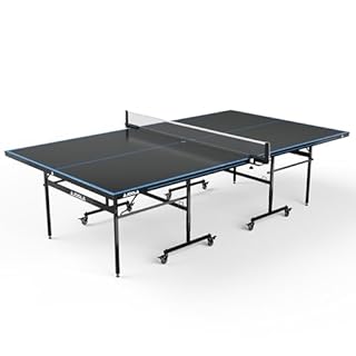 JOOLA Table de ping-Pong d'extérieur J100A - Table de ping-Pong Professionnelle 4 mm en Aluminium résistant aux intempéries - Pliable - Anthracite/Bleu - 274 x 152,5 x 76 cm