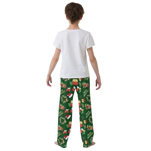 ZZXXB Merry Christmas Garland Gifts Boys Long Pants Soft Trousers Elastic Waist Kids Lounge Bottoms with Pockets S-XL3