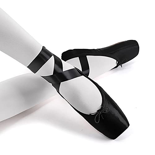 TangDao Girl's Professional Canvas Ballet Dance Toe Shoes Professional Satin Pink Ballet Pointe Ballet Flats Shoes with Ribbons3