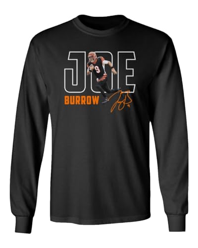 superhotapparel Football Star Player Cincinnati Quarterback Burrow Long Sleeve T-Shirt (Black Large)