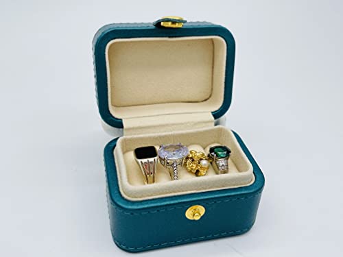 neopai Small Travel Jewelry Case for 4 Rings, Jewelry Travel Ring Oraganizer for Women and Men, Multi-Slot Ring Storage Box (Blue)