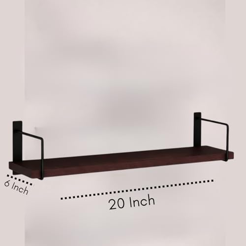 Image of NEST NATURE HAVEN Decorative Wooden Set of 3 Wall Shelf for Living Room & Bedroom Floating Mounted Bookshelf Wooden Wall Mounted | Decorative Storage Wall Shelf Rack (Brown 20X6X2)