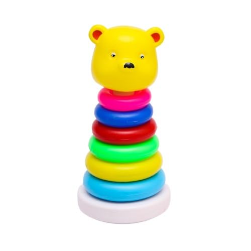 Xnim Teddy Ring Stacking & Sorting for Kids Colourful Plastic Baby Kids Teddy Stacking Ring Jumbo Stack Up Educational Toys 6 Rings Tower Construction Toys (Assorted Color)