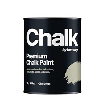 Hemway - Premium Chalk Paint - Olive Green 1 L | Chalky Matt Shabby Chic Finish for Interior Furniture & Walls | Quick Dry & 1 Coat