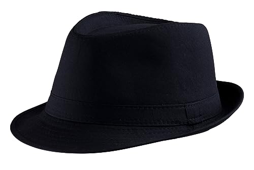 Dress Up America Fedora Hat - Black Fedora for Men and Women - Trilby Costume Hat for Adults - Available in Black and White