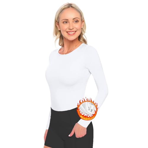ACTIVE UNIFORMS Women's Under Scrub Tee Crew Neck Long Sleeve T-Shirt (White, Small)