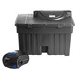 Swell UK Pond Filter Box Premium 45,000 & 10,000 L/H Pump with Strainer Casing | Includes 36w UV Clarifier for Greenwater & Algae | Biological & Mechanical Media and Built in Cleaning Mechanism
