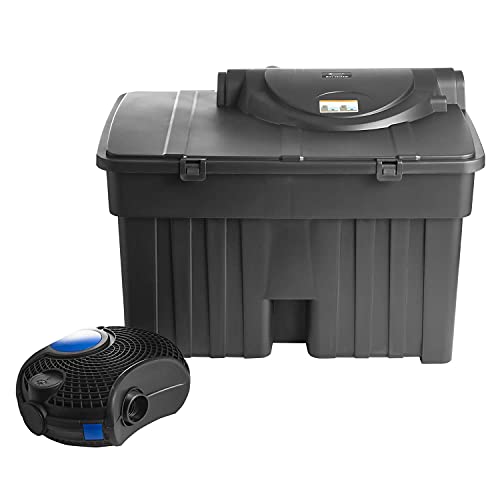 Swell UK Pond Filter Box Premium 45,000 & 10,000 L/H Pump with Strainer Casing | Includes 36w UV Clarifier for Greenwater & Algae | Biological & Mechanical Media and Built in Cleaning Mechanism