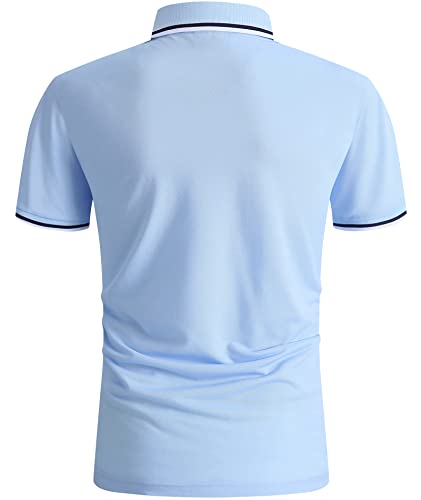 Onedog Slim Fit Polo Shirts For Men Short Sleeve Golf Polo Summer Moisture Wicking Sports Golf Tennis Collared T-Shirt, Sky Blue Xl #TOP1