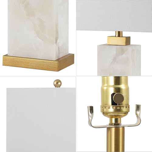 JONATHAN Y JYL6201A Elizabeth 27.5" Alabaster LED Table Lamp Coastal Contemporary Bedside Desk Nightstand Lamp for Bedroom Living Room Office College Bookcase LED Bulb Included, White/Gold Leaf - Image 6