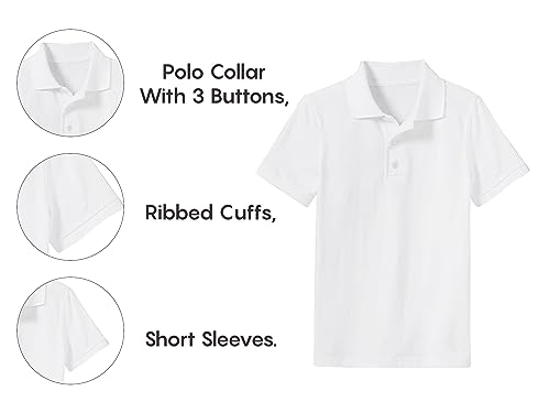 Image of Galaxy by Harvic Polo Shirt for Boys - 5 Pack School Uniform for Boys, Tagless Cotton Blend - Soft Comfortable Everyday Wear