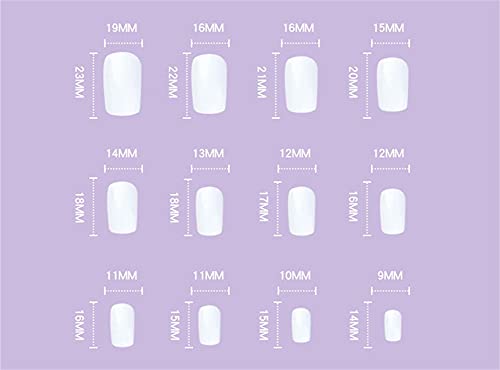 French Fake Nail,Langer glänzender Sarg Press on Nails,Blaue und Weiße Stromlinie Stream Vollständige Abdeckung Acryl… – Bild 4