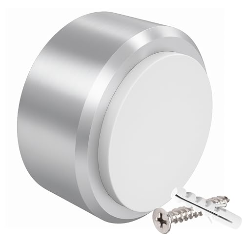 AVOQY - Premium Edelstahl Türstopper Wand Türpuffer/Türklinkenpuffer Ø 25×16 mm mit weichem Gummipuffer Wandpuffer für Tür- & Wandschutz inkl. Befestigungsschraube & Dübel - Weiß